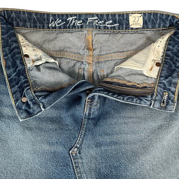 We The Free Denim Free People Mini Skirt Fringe Raw Hem Festival Boho Size 27 - Picture 7 of 9